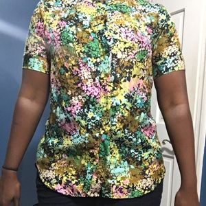 J.Crew Technicolor Silk Short sleeve shirt